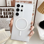  Samsung Galaxy smartphone with a black and white magsafe case on it, showcasing the case's design and fit for the phone.