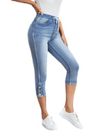 Calf-Length Jeans Fashion Skinny High Stretch Elastic Waist Denim Pencil Pants