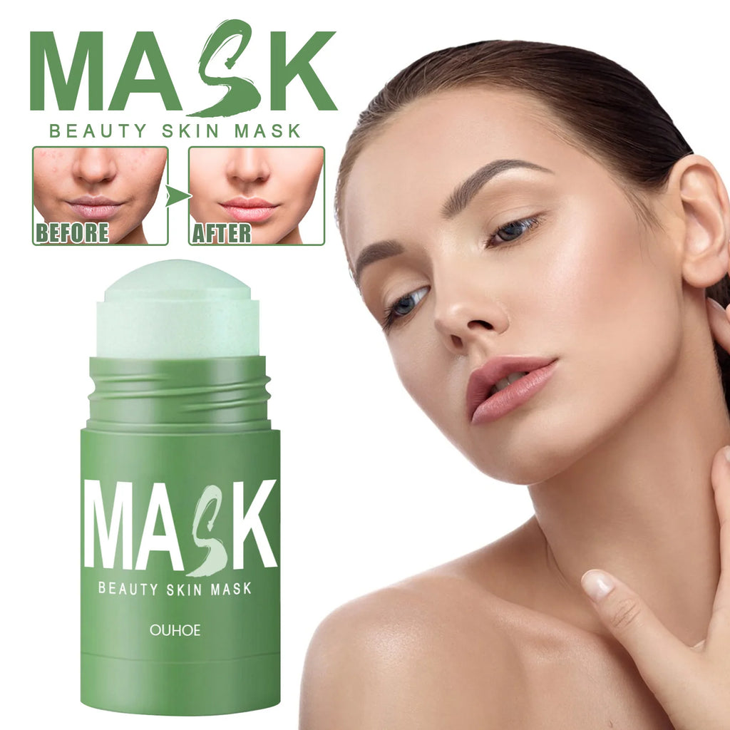 Organic Green Tea Mud Mask Deep Cleaning Oil Control Moisturize Hydrating Skin Rose Rotating Cream