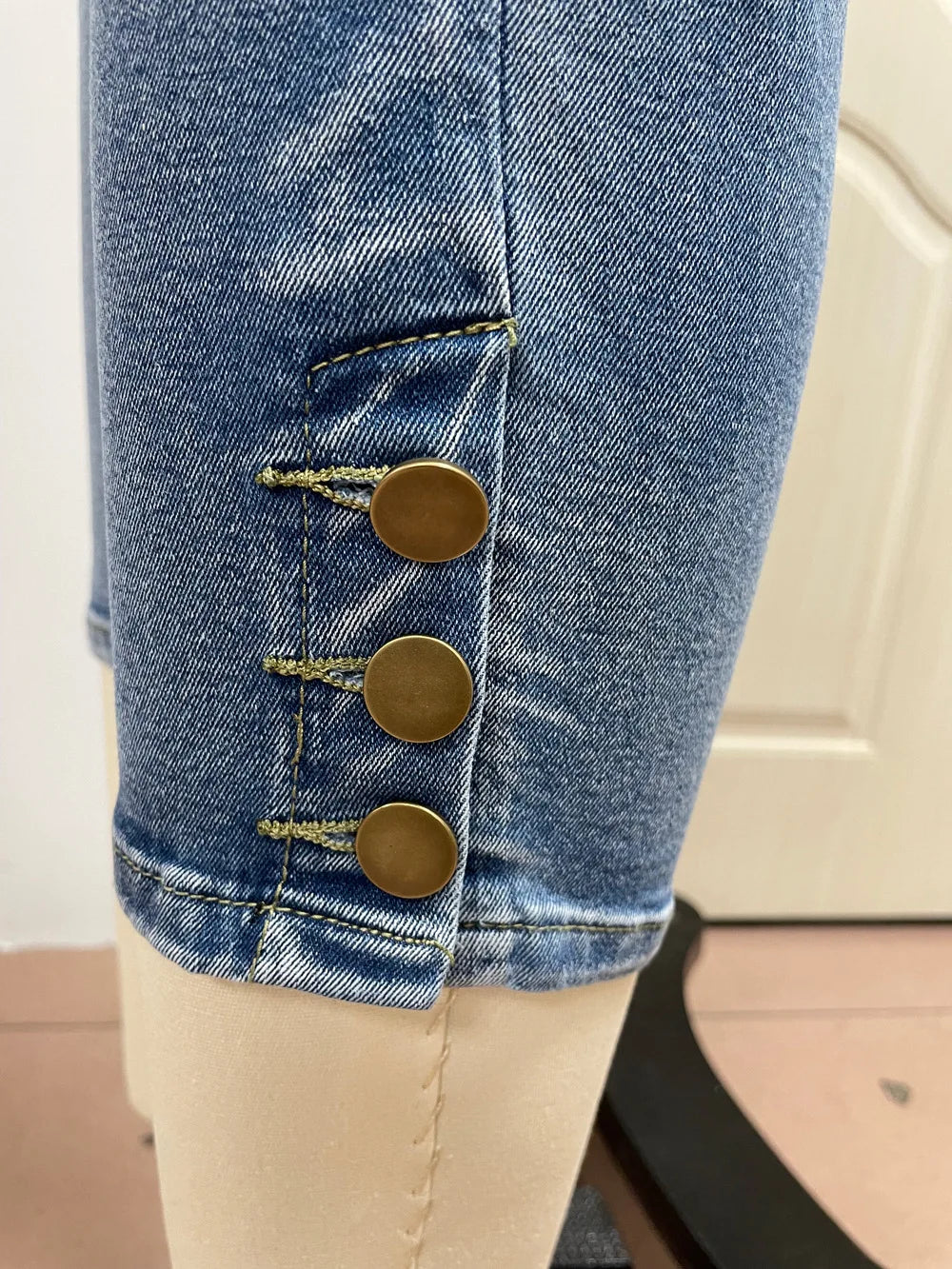 Calf-Length Jeans Fashion Skinny High Stretch Elastic Waist Denim Pencil Pants