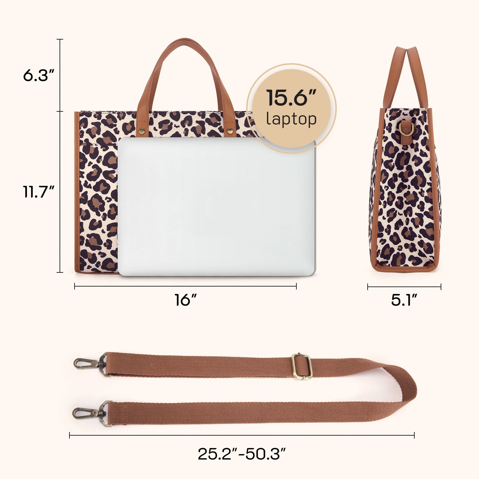 Missnine Leopard Print Tote Bag Canvas Laptop Shoulder Bag