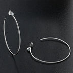 Anziw Korean 4.0mm Moissanite Large Big Hoop Earrings Silver 925