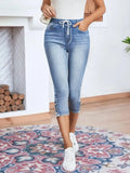 Calf-Length Jeans Fashion Skinny High Stretch Elastic Waist Denim Pencil Pants
