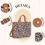 Missnine Leopard Print Tote Bag Canvas Laptop Shoulder Bag