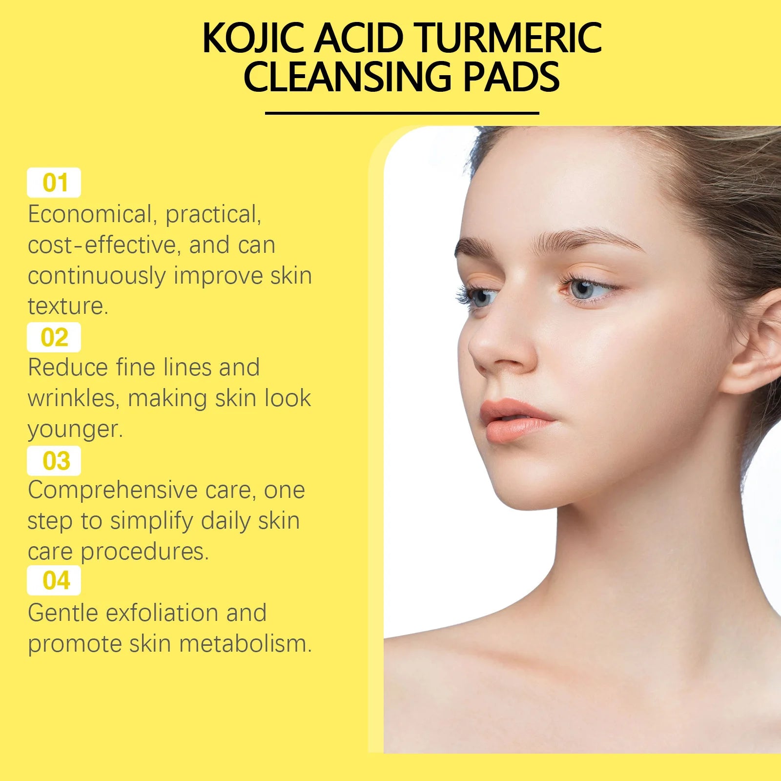 Hoygi Turmeric Cleansing Pads Facial Exfoliating Daily Cleansing Remove Dead Skin