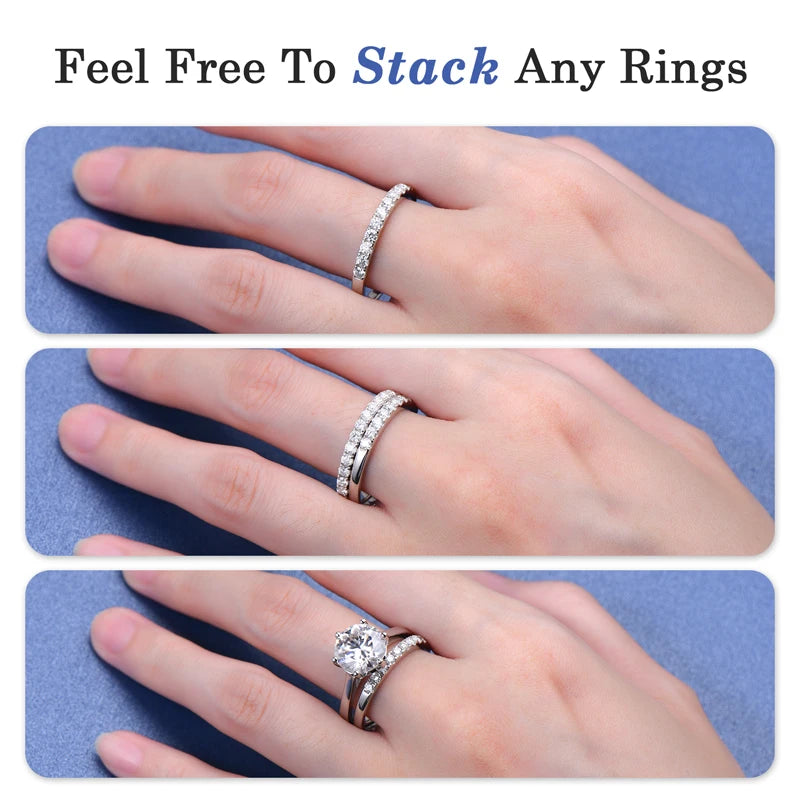 ANZIW 2 Carat All Moissanite Ring Bridal Sets Silver 925