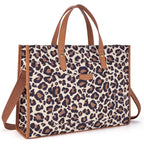 Missnine Leopard Print Tote Bag Canvas Laptop Shoulder Bag
