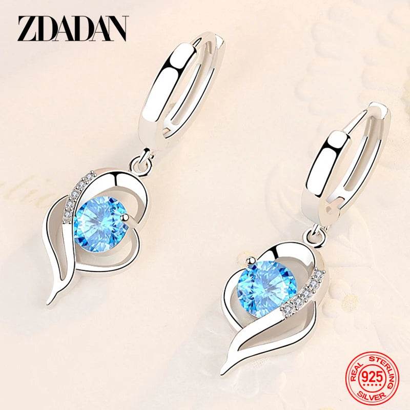 ZDADAN 925 Sterling Silver Crystal Zircon Earring For Women Fashion Jewelry - Imbasat