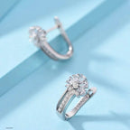 Fine Jewelry 925 Sterling Silver Earrings Inlaid With Zircon Crystal Flower Earrings Charm Jewelry For Women Gift Engagement Wed - Imbasat