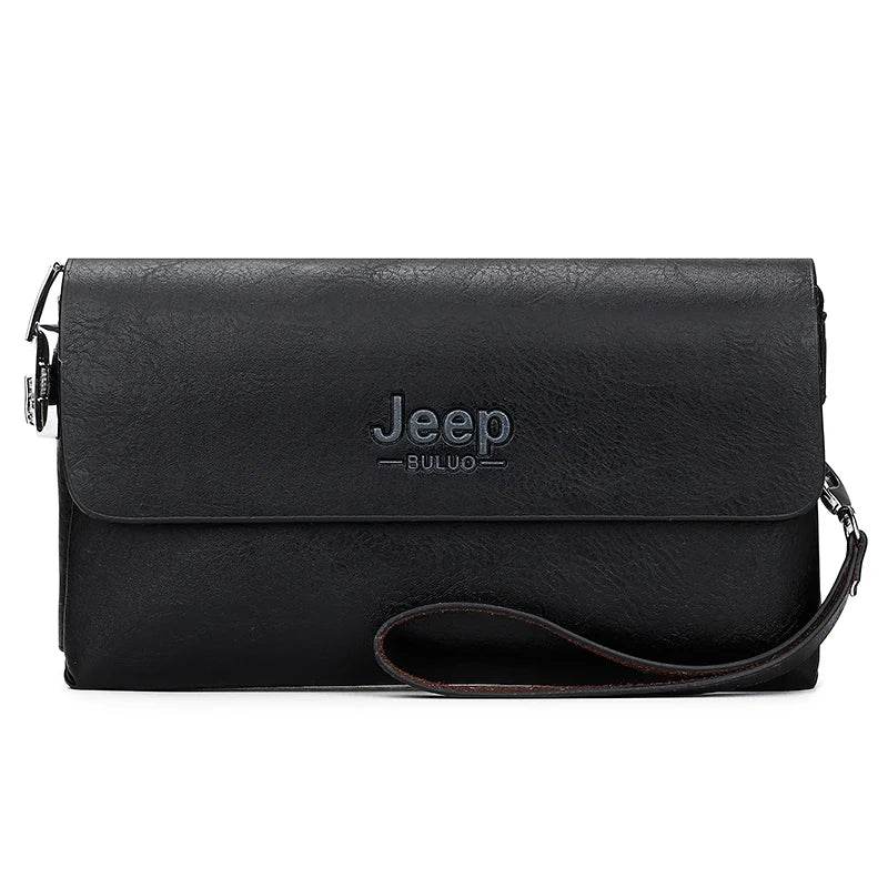 JEEP BULUO Brand PU Leather Clutch Bag In Three Colors  New Style Men's Wallet Long Card Bag  Men's Wallet  Zipper  Large Space