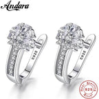 Fine Jewelry 925 Sterling Silver Earrings Inlaid With Zircon Crystal Flower Earrings Charm Jewelry For Women Gift Engagement Wed - Imbasat