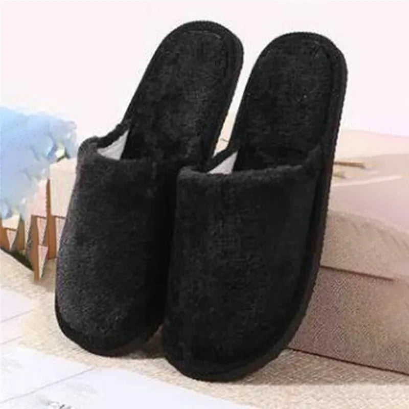 Women Home Slippers Autumn Winter Warm Furry Plush Shoes Indoor Bedroom Light EVA Couple Cotton Slipper Solid Soft Flip Flops