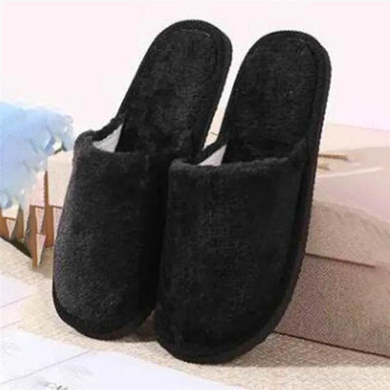 Women Home Slippers Autumn Winter Warm Furry Plush Shoes Indoor Bedroom Light EVA Couple Cotton Slipper Solid Soft Flip Flops - Imbasat