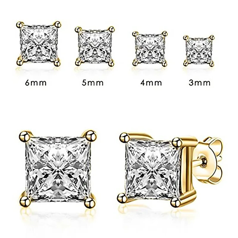 ANZIW Square 925 Silver Stud Zirconia Diamond Earring
