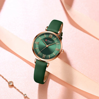 CURREN Luxury Brand New Watches for Women Simple Quartz Leather Clock Female Elegant Wristwatches