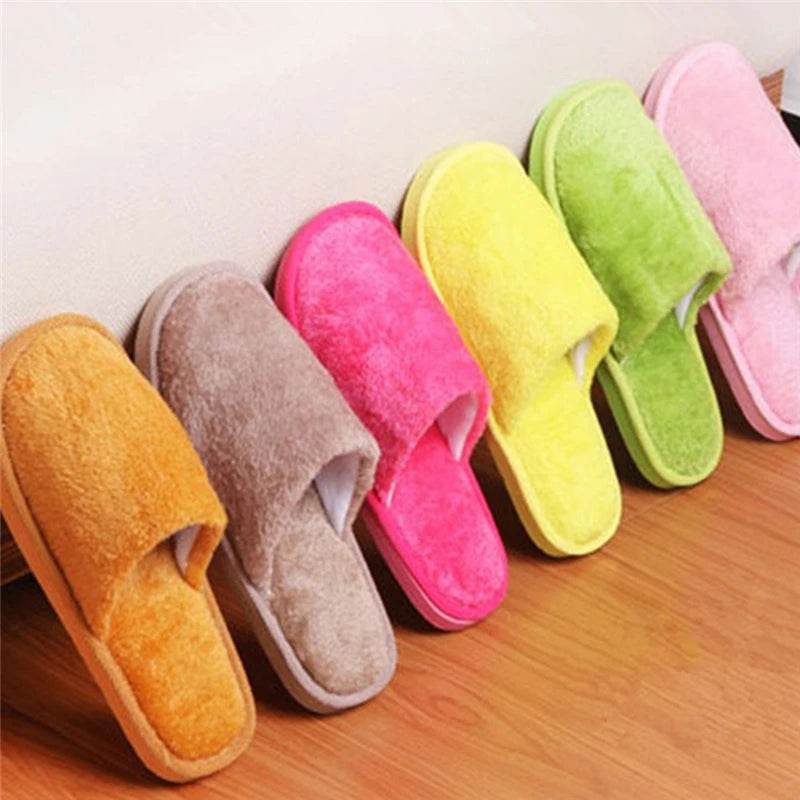 Women Home Slippers Autumn Winter Warm Furry Plush Shoes Indoor Bedroom Light EVA Couple Cotton Slipper Solid Soft Flip Flops - Imbasat