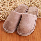Women Home Slippers Autumn Winter Warm Furry Plush Shoes Indoor Bedroom Light EVA Couple Cotton Slipper Solid Soft Flip Flops - Imbasat