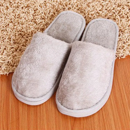 Women Home Slippers Autumn Winter Warm Furry Plush Shoes Indoor Bedroom Light EVA Couple Cotton Slipper Solid Soft Flip Flops