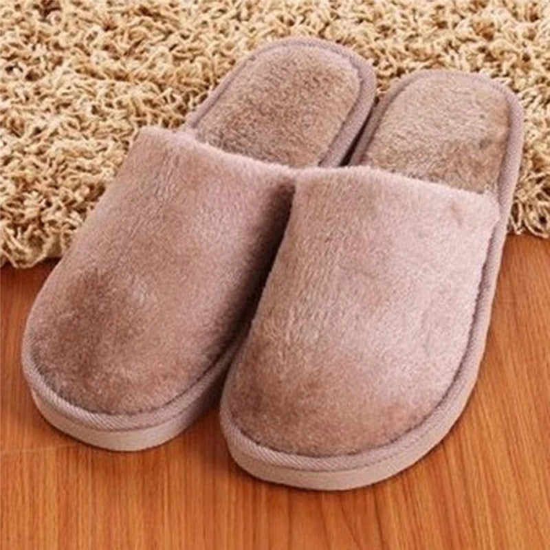 Women Home Slippers Autumn Winter Warm Furry Plush Shoes Indoor Bedroom Light EVA Couple Cotton Slipper Solid Soft Flip Flops