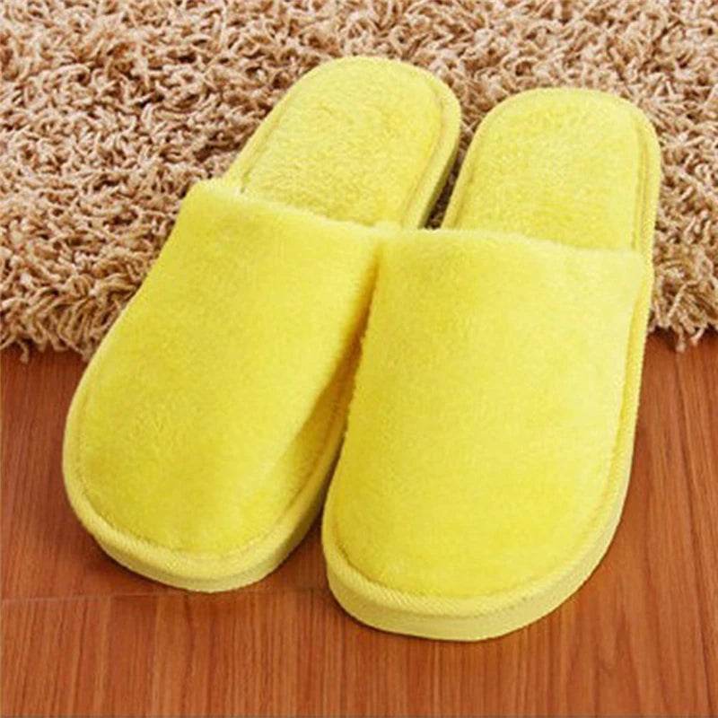 Women Home Slippers Autumn Winter Warm Furry Plush Shoes Indoor Bedroom Light EVA Couple Cotton Slipper Solid Soft Flip Flops - Imbasat