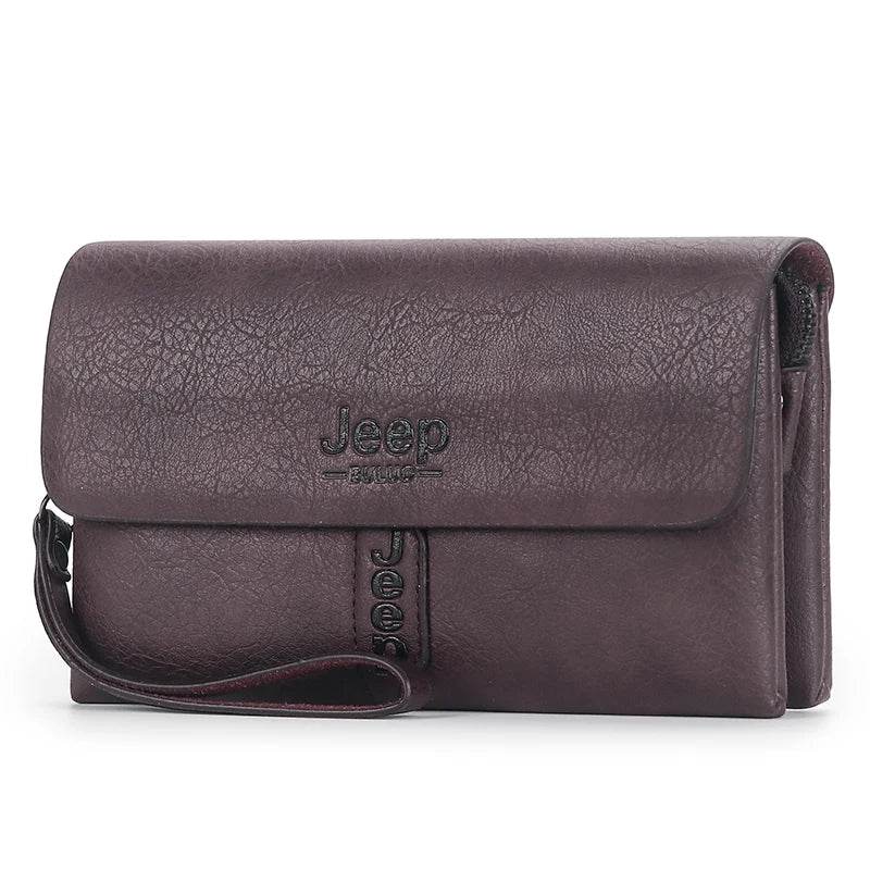 JEEP BULUO Mens Wallet Clutch Bag PU Leather Coin Purse Long Fashion Business Style Men's Handbag Card Bags Soft Key Bag - Imbasat