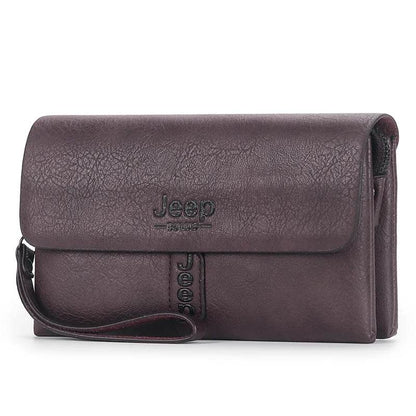 JEEP BULUO Mens Wallet Clutch Bag PU Leather Coin Purse Long Fashion Business Style Men's Handbag Card Bags Soft Key Bag