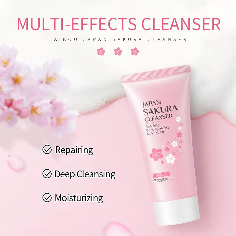 LAlKOU Japan Sakura Gentle Cleansing Facial Shrink Pores Deep Clean Oil Control Remove Blackhead Moisturizing