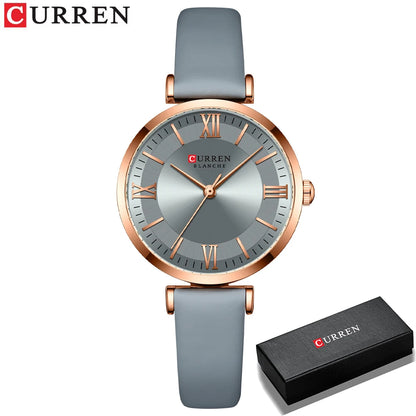 CURREN Luxury Brand New Watches for Women Simple Quartz Leather Clock Female Elegant Wristwatches