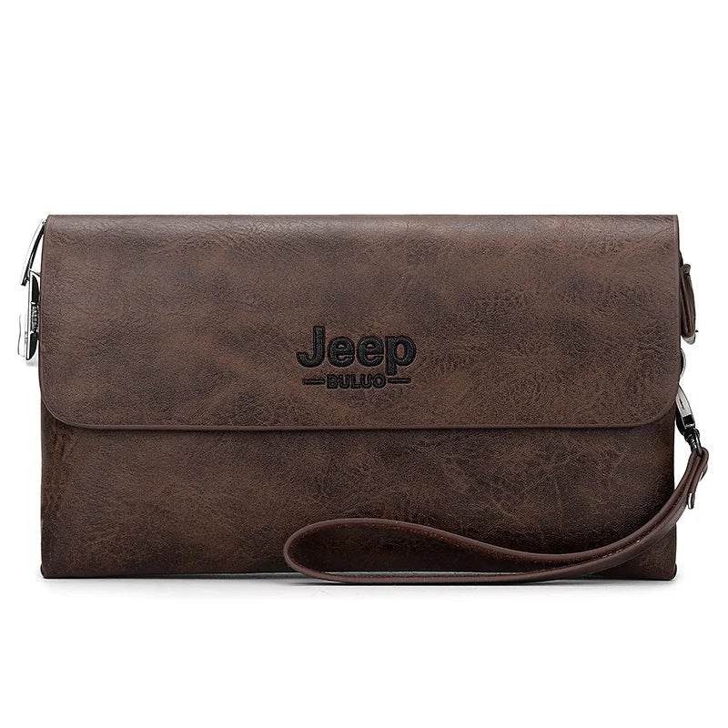 JEEP BULUO Brand PU Leather Clutch Bag In Three Colors  New Style Men's Wallet Long Card Bag  Men's Wallet  Zipper  Large Space