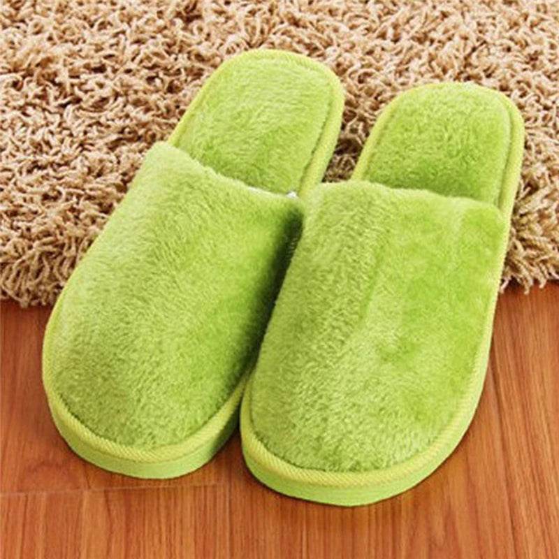 Women Home Slippers Autumn Winter Warm Furry Plush Shoes Indoor Bedroom Light EVA Couple Cotton Slipper Solid Soft Flip Flops - Imbasat