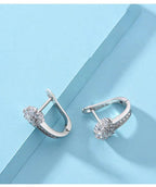 Fine Jewelry 925 Sterling Silver Earrings Inlaid With Zircon Crystal Flower Earrings Charm Jewelry For Women Gift Engagement Wed - Imbasat