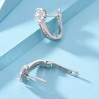 Fine Jewelry 925 Sterling Silver Earrings Inlaid With Zircon Crystal Flower Earrings Charm Jewelry For Women Gift Engagement Wed - Imbasat
