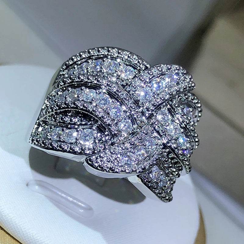 New Twinkling CZ Zircon Stone S925 Silver Color Band Rings for Women Wedding Engagement Fashion Luxury Jewelry - Imbasat