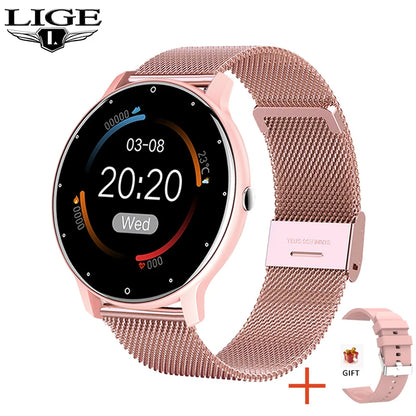 LIGE 2025 Smart watch Ladies Full touch Screen Sports Fitness watch IP67 waterproof Bluetooth For Android iOS Smart watch Female