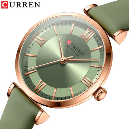 CURREN Luxury Brand New Watches for Women Simple Quartz Leather Clock Female Elegant Wristwatches