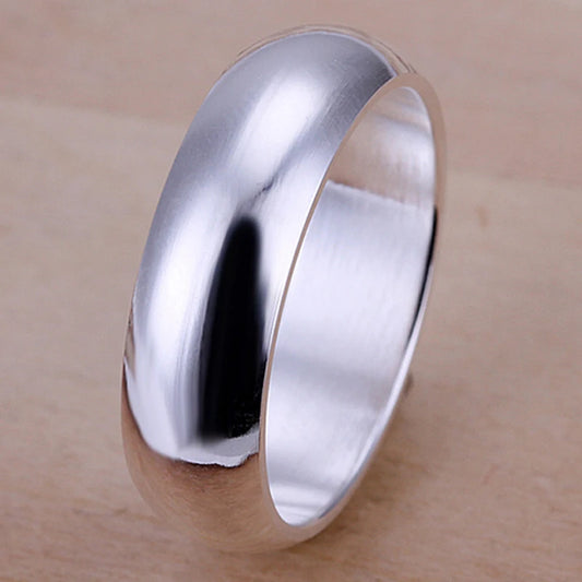 High Quality 925 Sterling Silver Rings Fashion Simple Round Circle Rings For Women Party Jewelry Size 5 6 7 8 9 10 - Imbasat