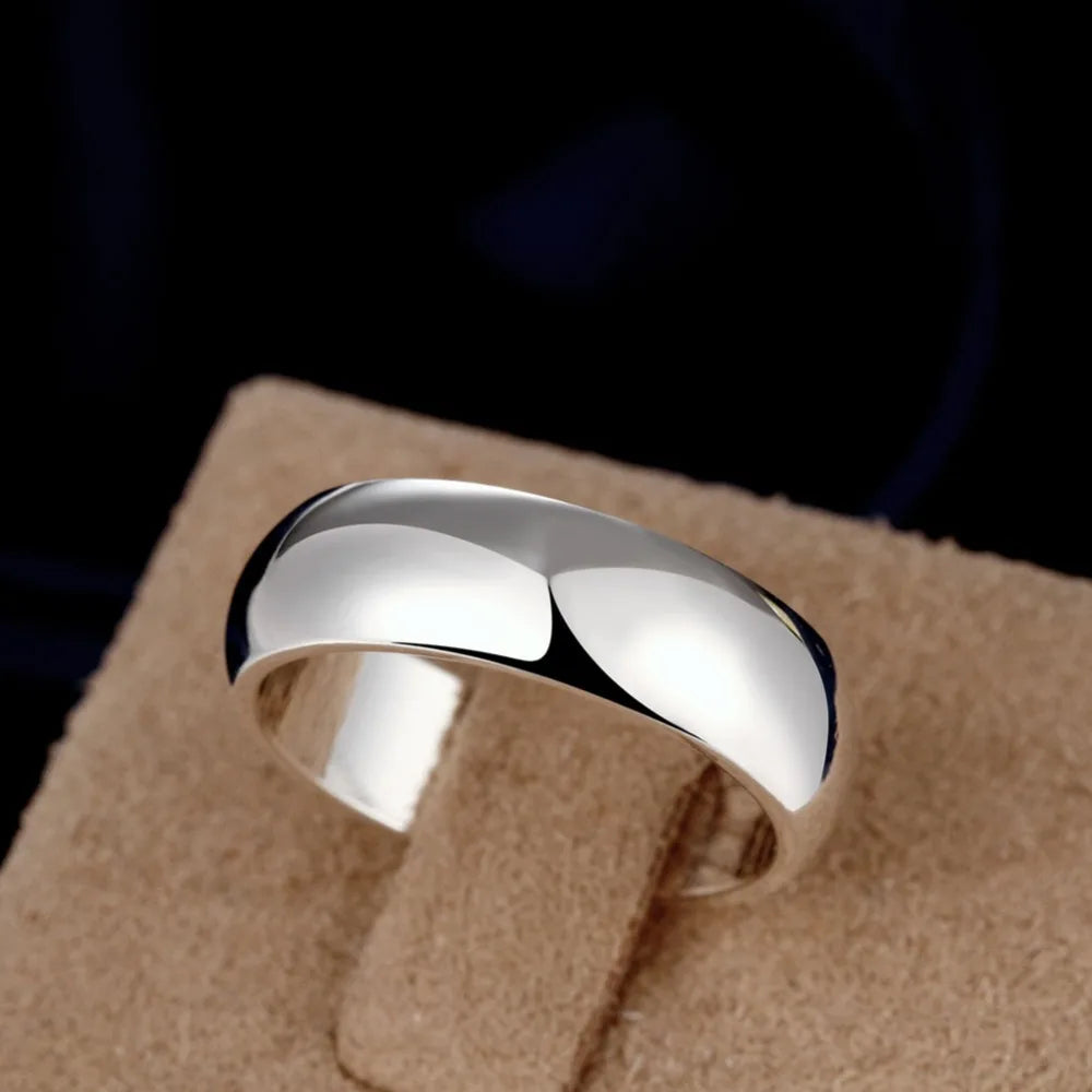 High Quality 925 Sterling Silver Rings Fashion Simple Round Circle Rings For Women Party Jewelry Size 5 6 7 8 9 10