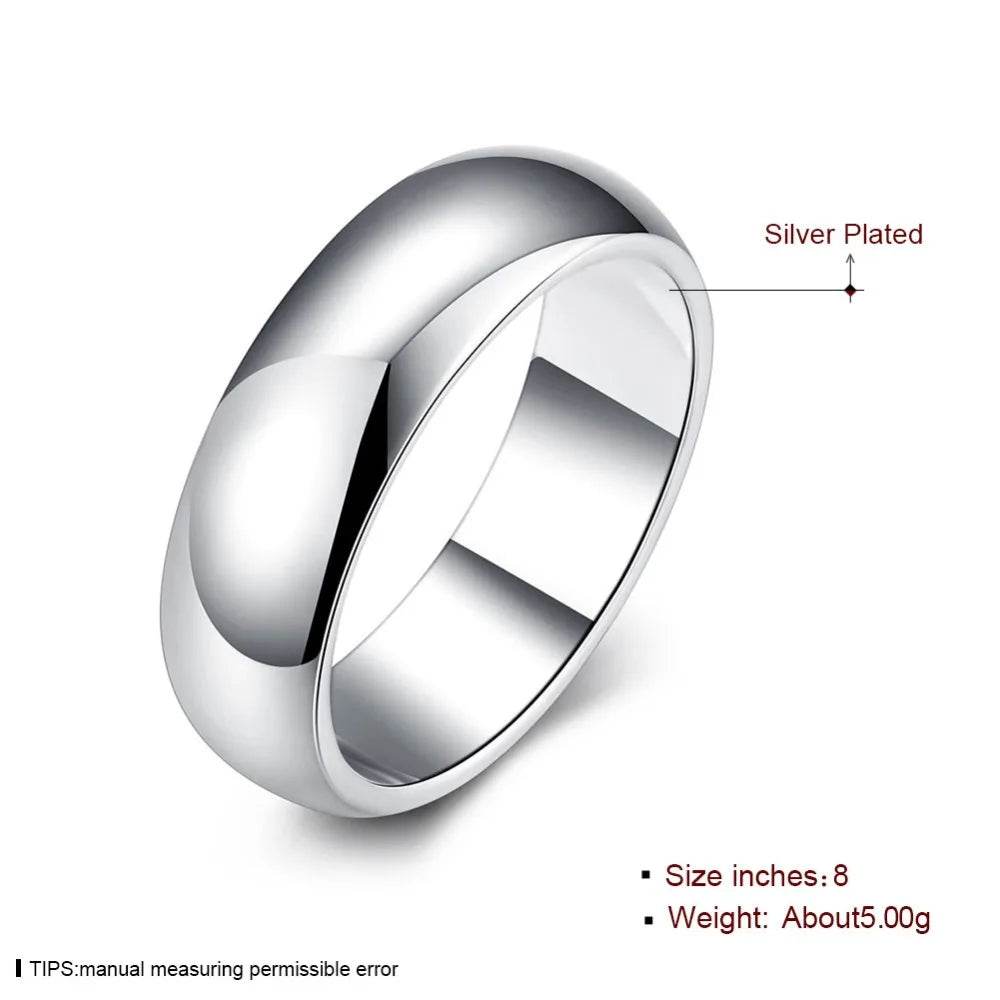 High Quality 925 Sterling Silver Rings Fashion Simple Round Circle Rings For Women Party Jewelry Size 5 6 7 8 9 10 - Imbasat