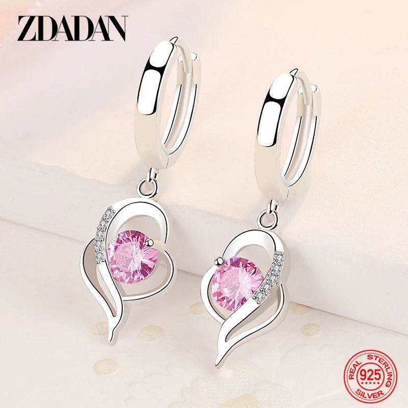 ZDADAN 925 Sterling Silver Crystal Zircon Earring For Women Fashion Jewelry - Imbasat
