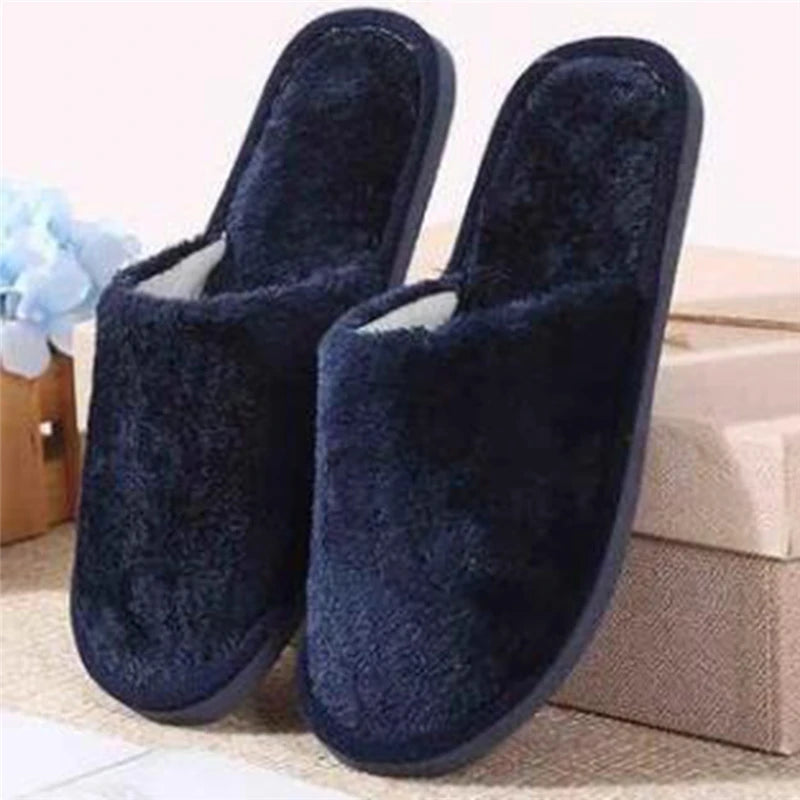 Women Home Slippers Autumn Winter Warm Furry Plush Shoes Indoor Bedroom Light EVA Couple Cotton Slipper Solid Soft Flip Flops