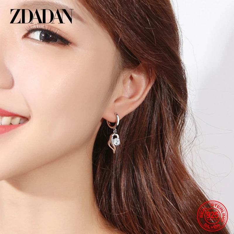 ZDADAN 925 Sterling Silver Crystal Zircon Earring For Women Fashion Jewelry - Imbasat