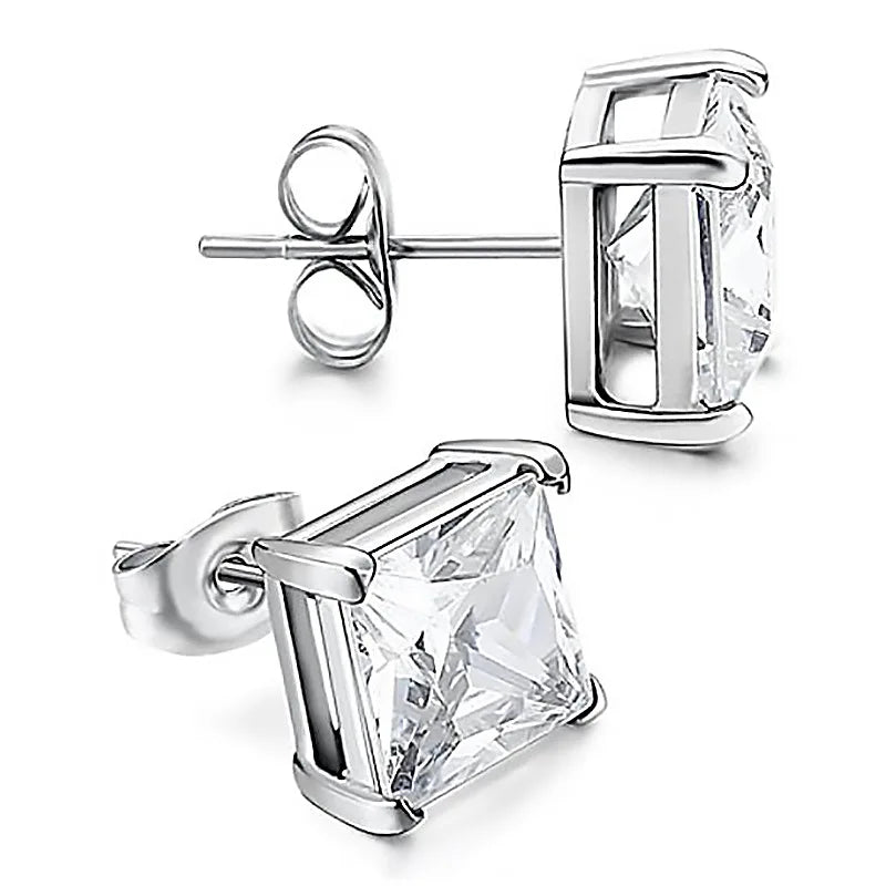 ANZIW Square 925 Silver Stud Zirconia Diamond Earring