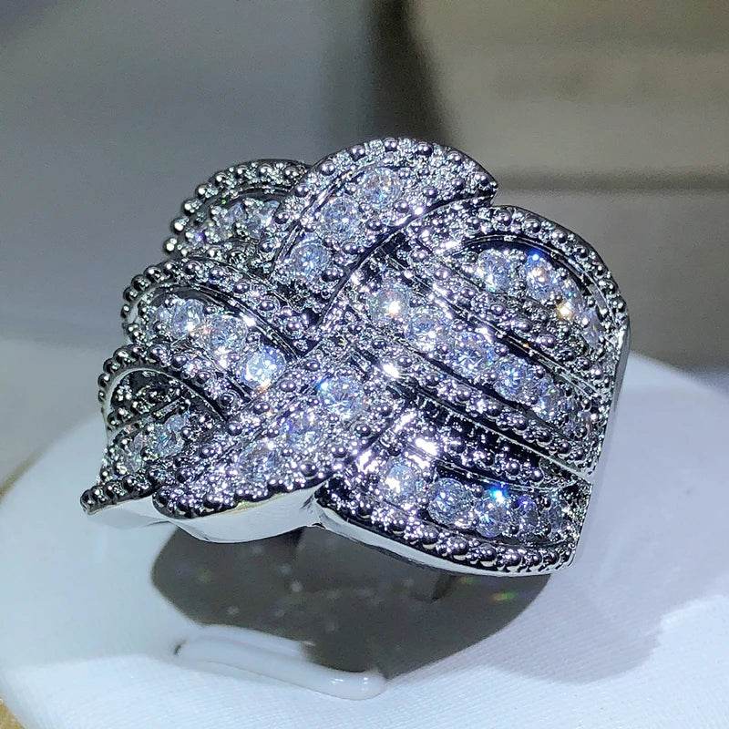 New Twinkling CZ Zircon Stone S925 Silver Color Band Rings for Women Wedding Engagement Fashion Luxury Jewelry - Imbasat