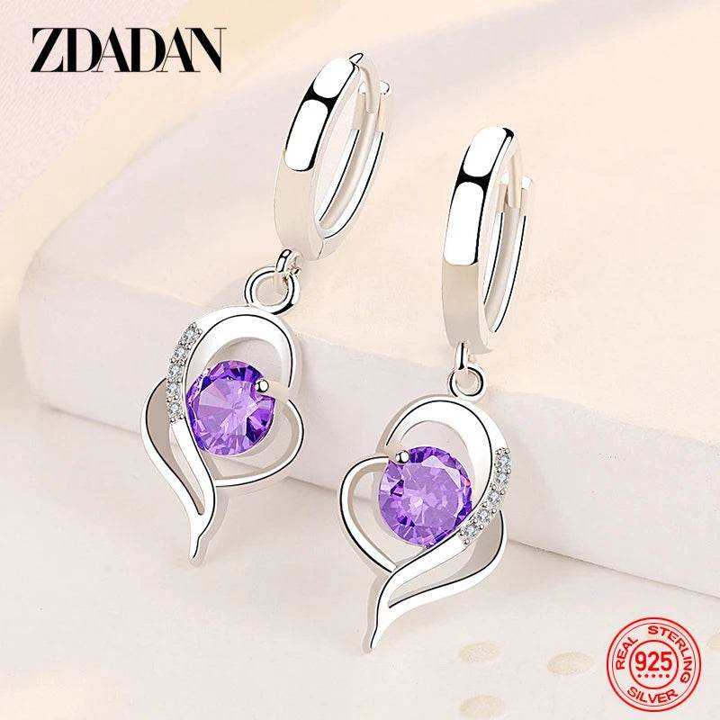 ZDADAN 925 Sterling Silver Crystal Zircon Earring For Women Fashion Jewelry - Imbasat