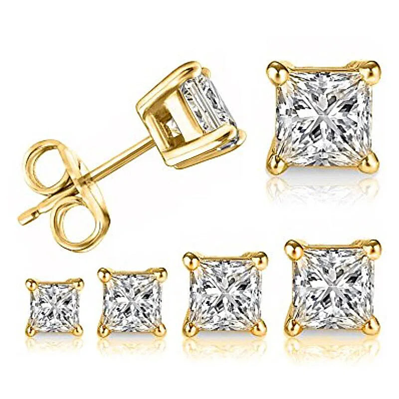 ANZIW Square 925 Silver Stud Zirconia Diamond Earring