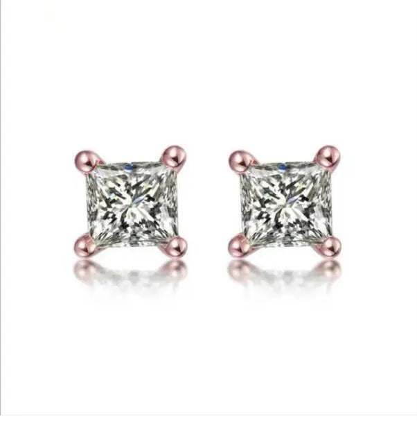 ANZIW Square 925 Silver Stud Zirconia Diamond Earring
