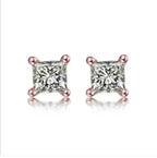 ANZIW Square 925 Silver Stud Zirconia Diamond Earring