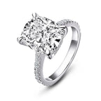 ANZIW 925 Sterling Silver 6ct Cushion Cut Ring 4 Prong Sona Simulated Diamond