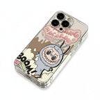 IPhone case with cartoon character and text on a white background