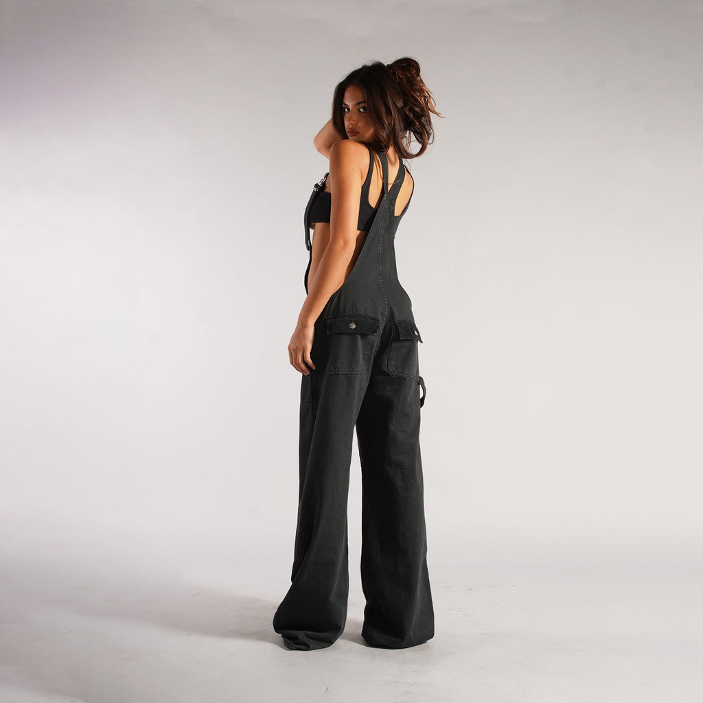 Jumpsuits Jeans Overalls  Backless Vintage Full Length Denim Straight Pants Loose Pockets